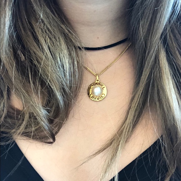 CHANEL Jewelry - chanel gold pearl pendant choker necklace
